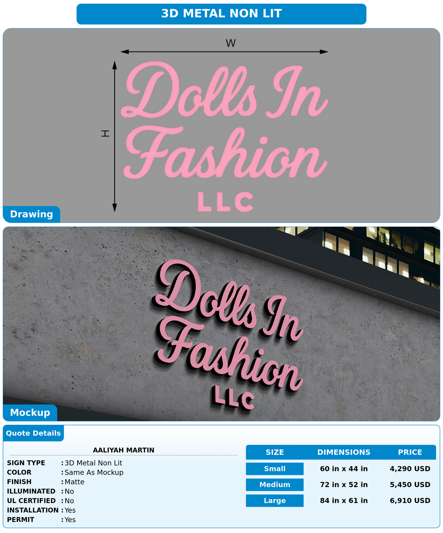 CUSTOM MOCKUP SIGN FOR Aaliyah Martin