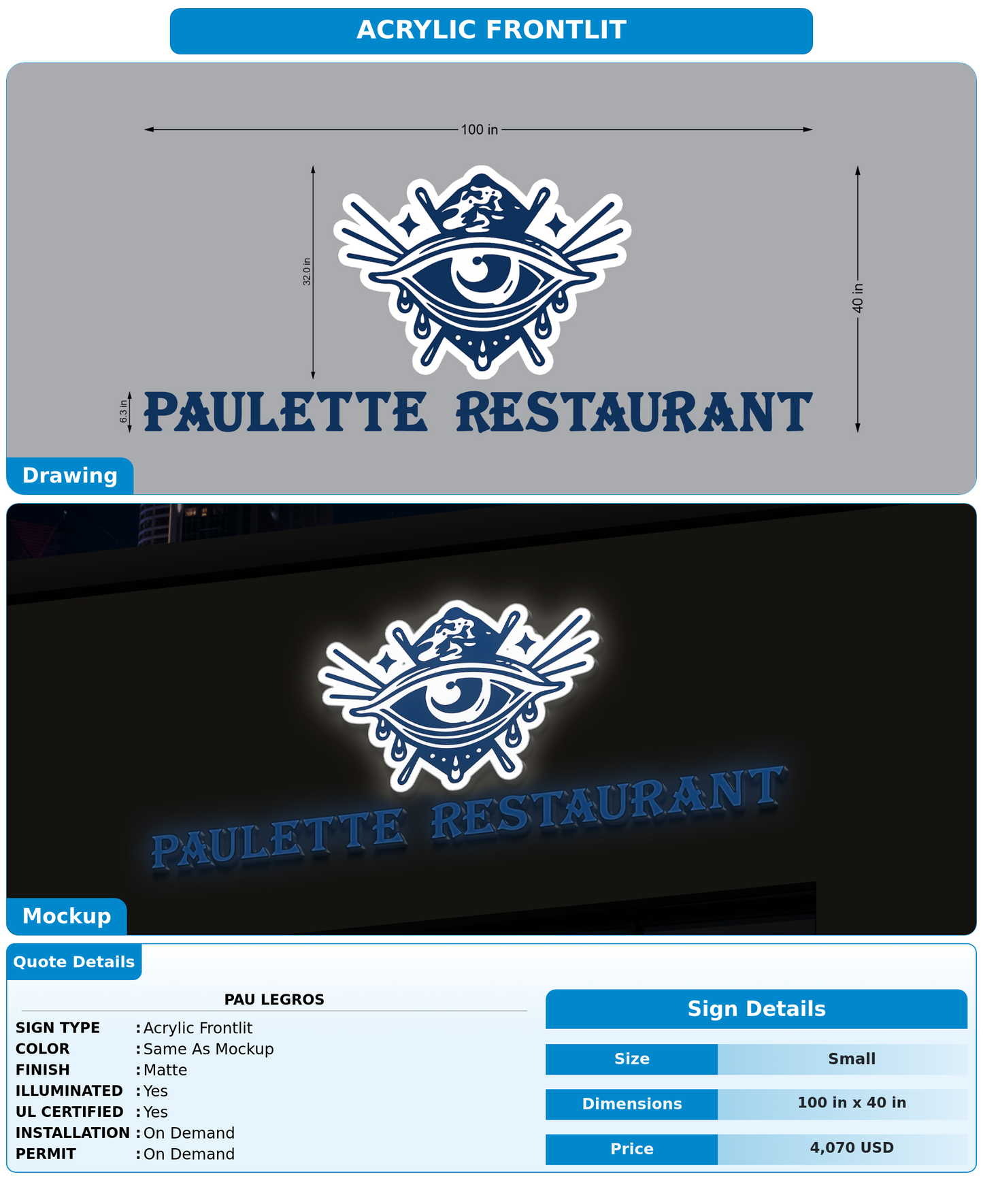 CUSTOM MOCKUP SIGN FOR Pau Legros