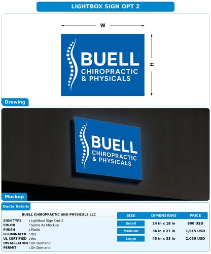 CUSTOM MOCKUP SIGN FOR Buell chiropractic and physicals llc