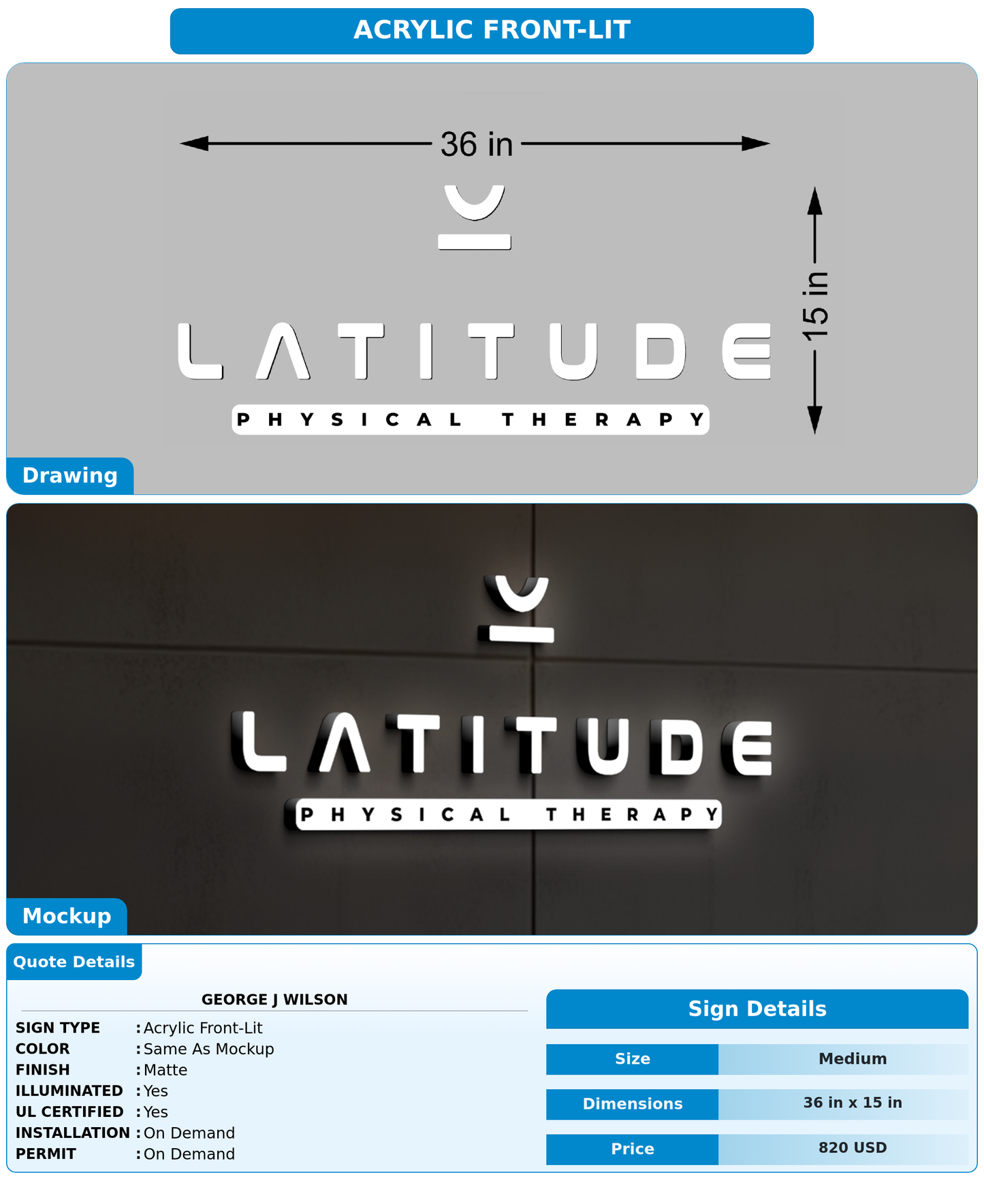 CUSTOM MOCKUP SIGN FOR George J Wilson