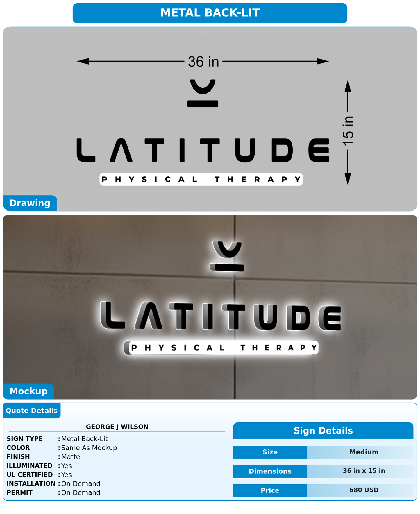 CUSTOM MOCKUP SIGN FOR George J Wilson