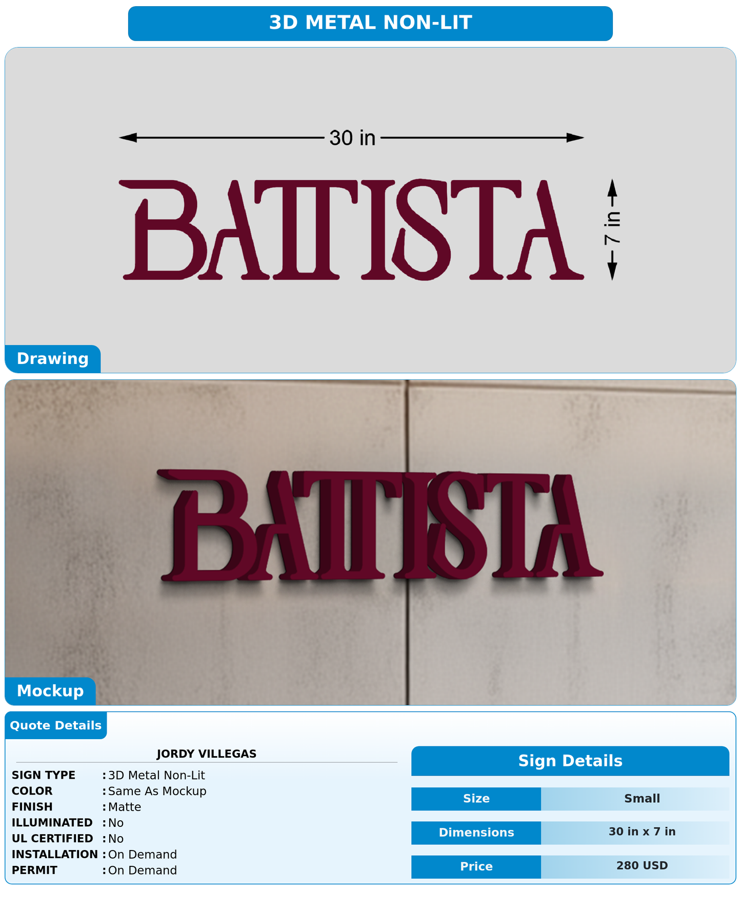 CUSTOM MOCKUP SIGN FOR Jordy Villegas