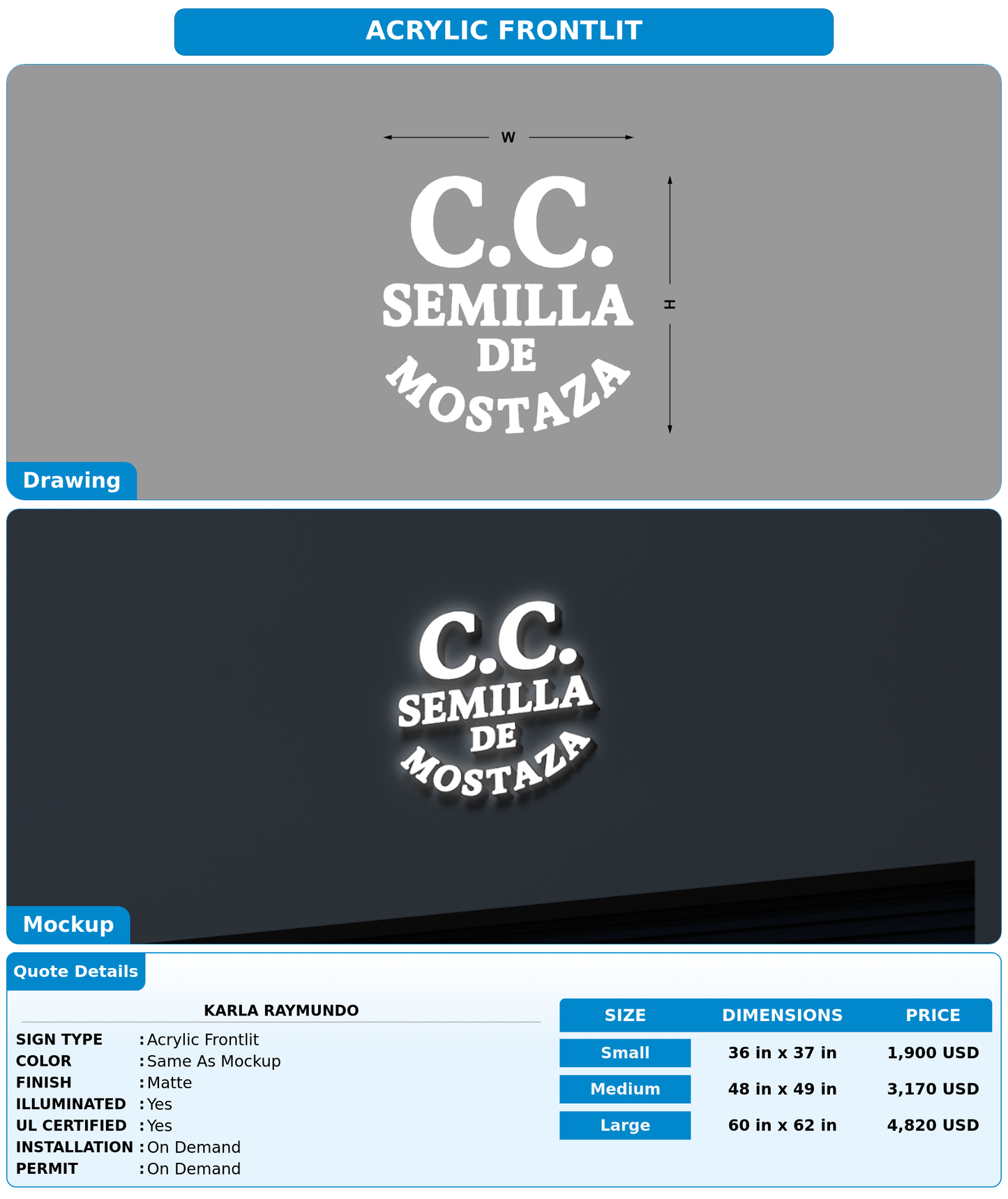 CUSTOM MOCKUP SIGN FOR Karla Raymundo