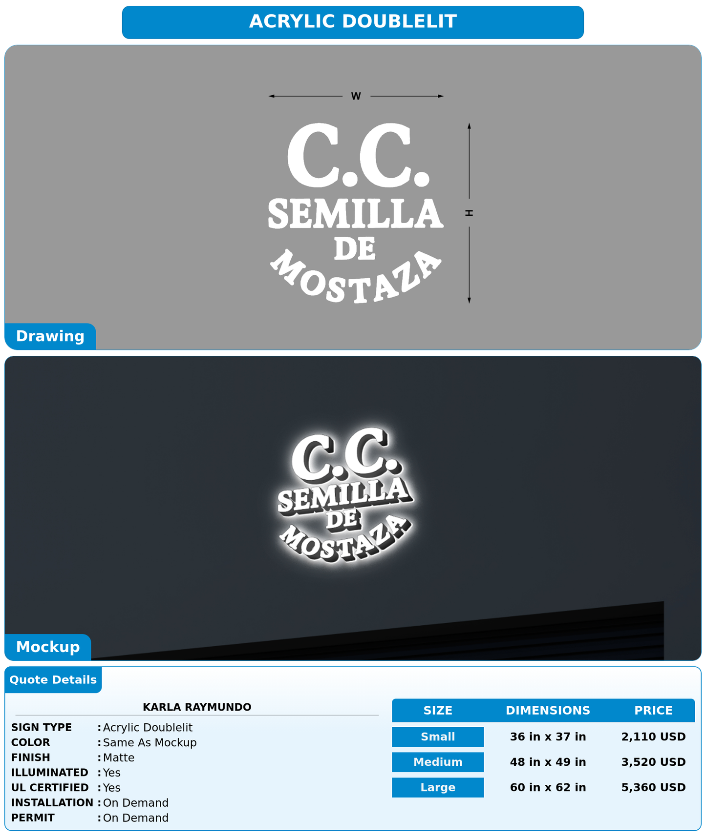 CUSTOM MOCKUP SIGN FOR Karla Raymundo