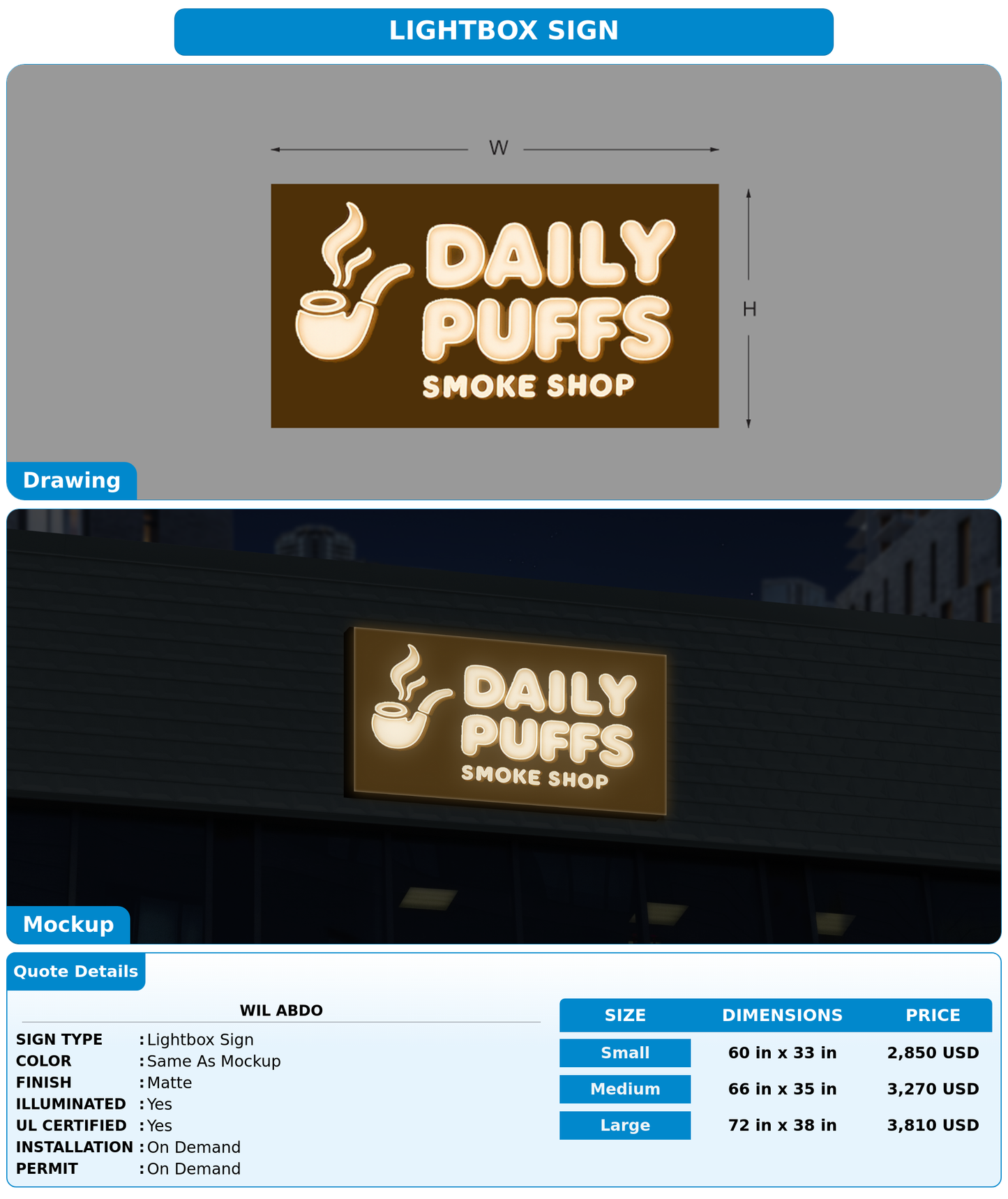 CUSTOM MOCKUP SIGN FOR Wil abdo