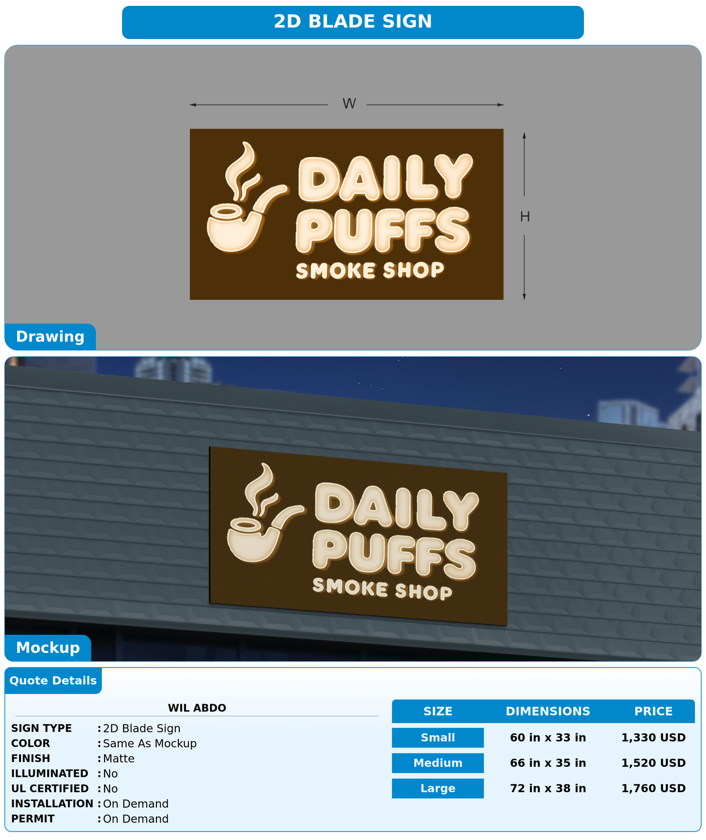 CUSTOM MOCKUP SIGN FOR Wil abdo