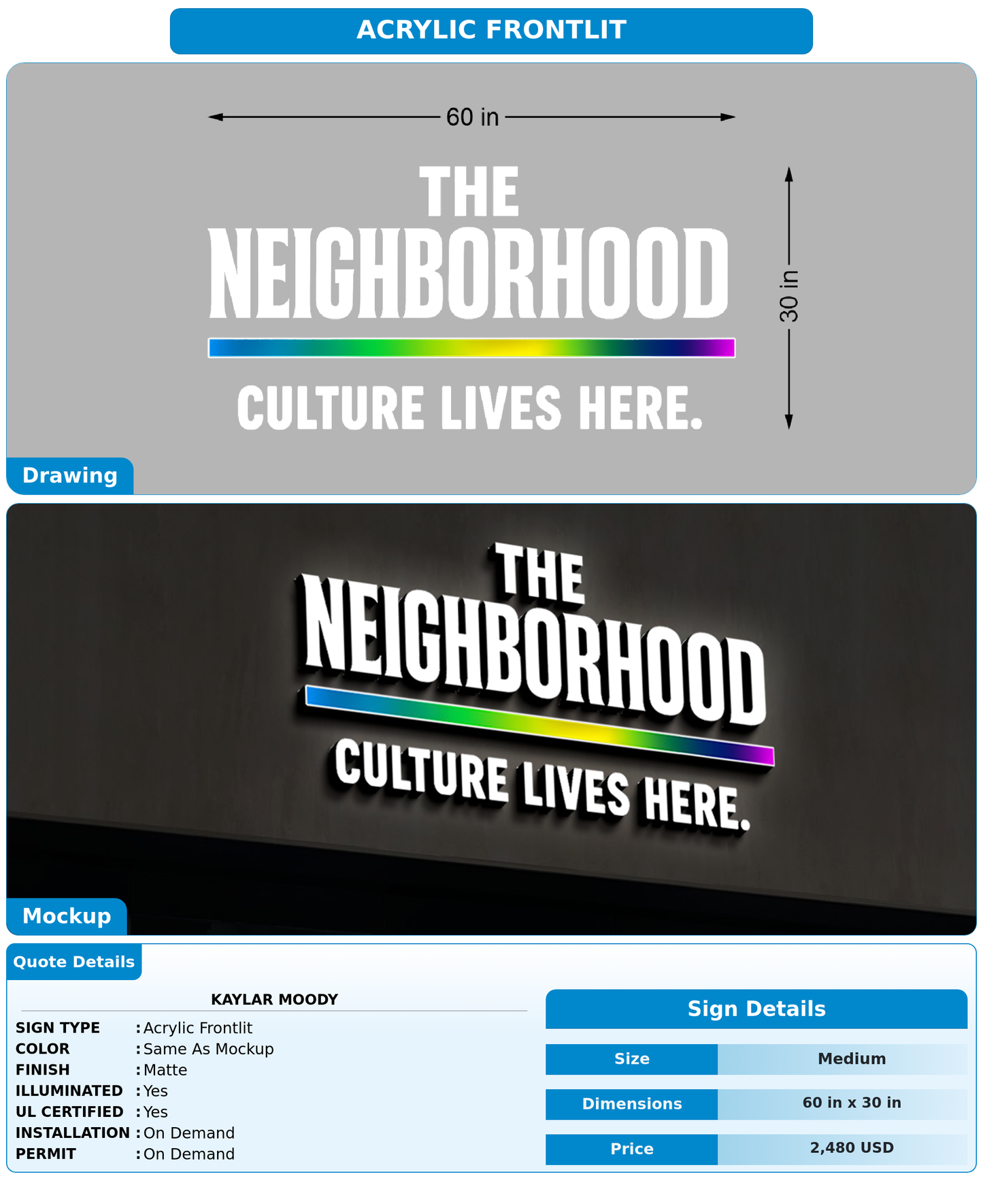 CUSTOM MOCKUP SIGN FOR Kaylar Moody