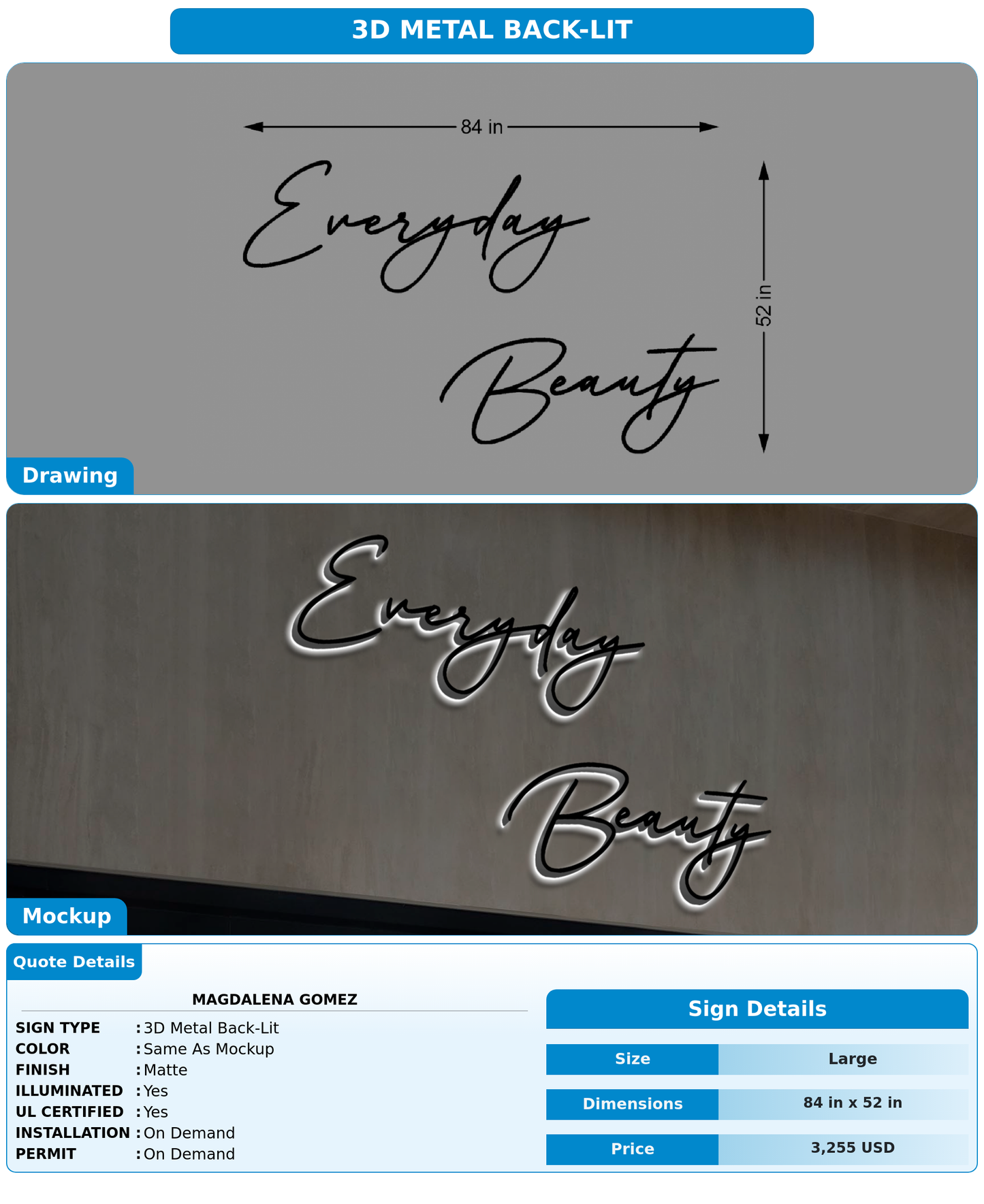 CUSTOM MOCKUP SIGN FOR Magdalena Gomez