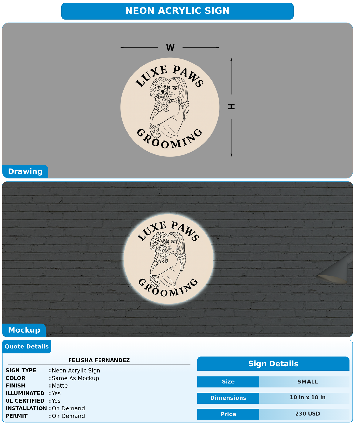 CUSTOM MOCKUP SIGN FOR Felisha Fernandez