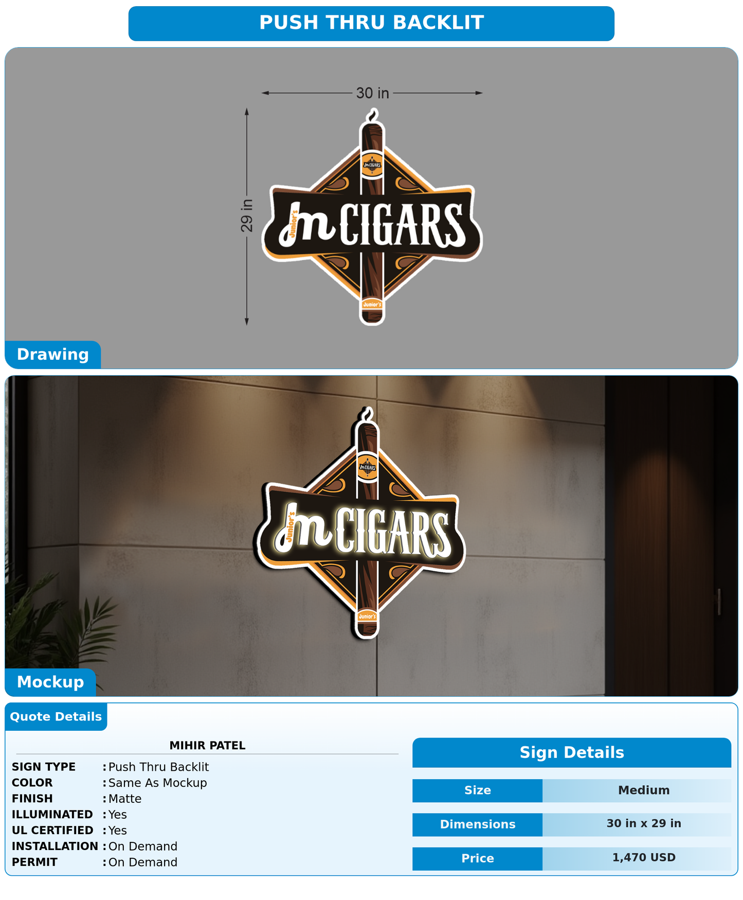 CUSTOM MOCKUP SIGN FOR Mihir Patel