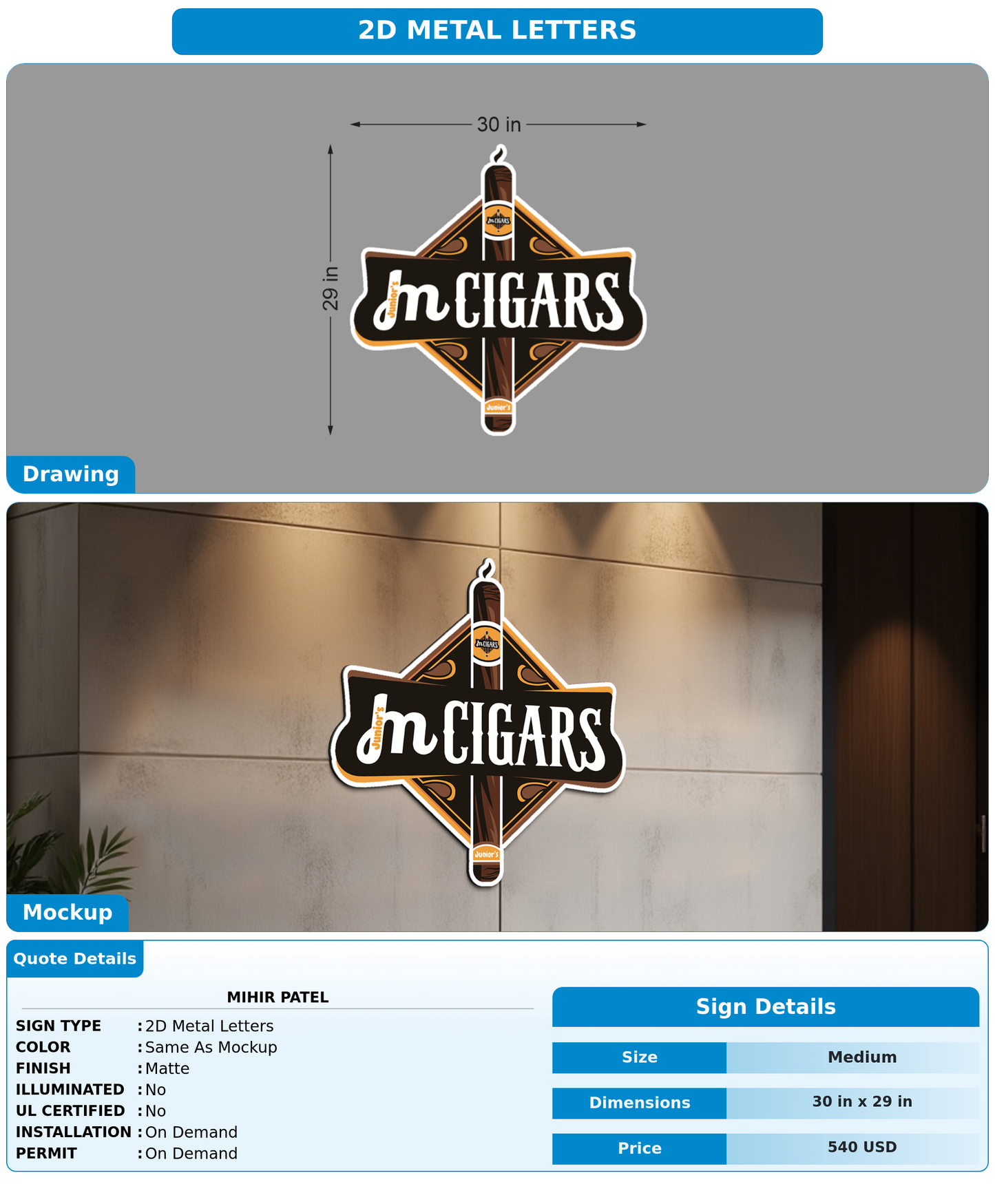 CUSTOM MOCKUP SIGN FOR Mihir Patel