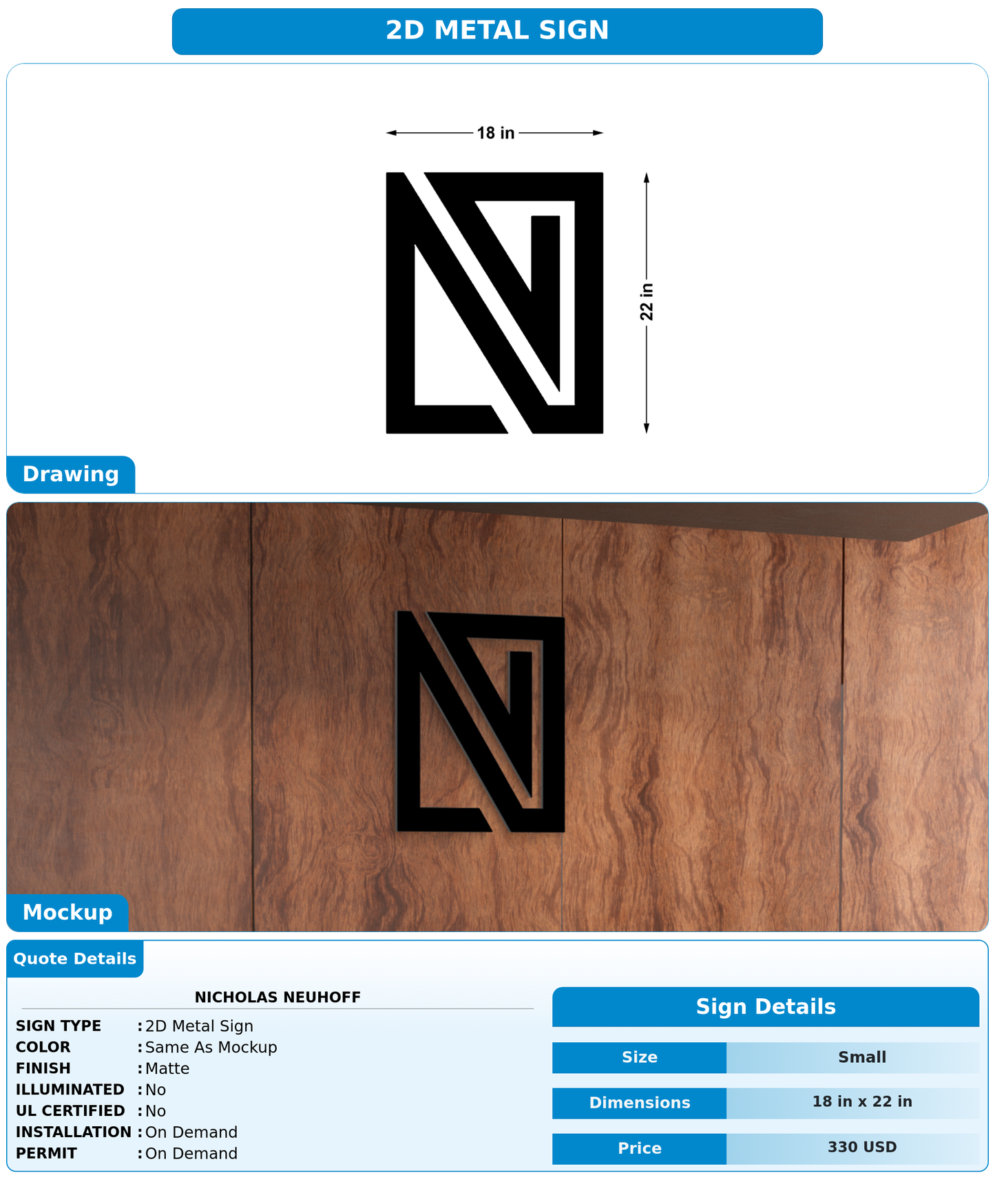 CUSTOM MOCKUP SIGN FOR Nicholas Neuhoff