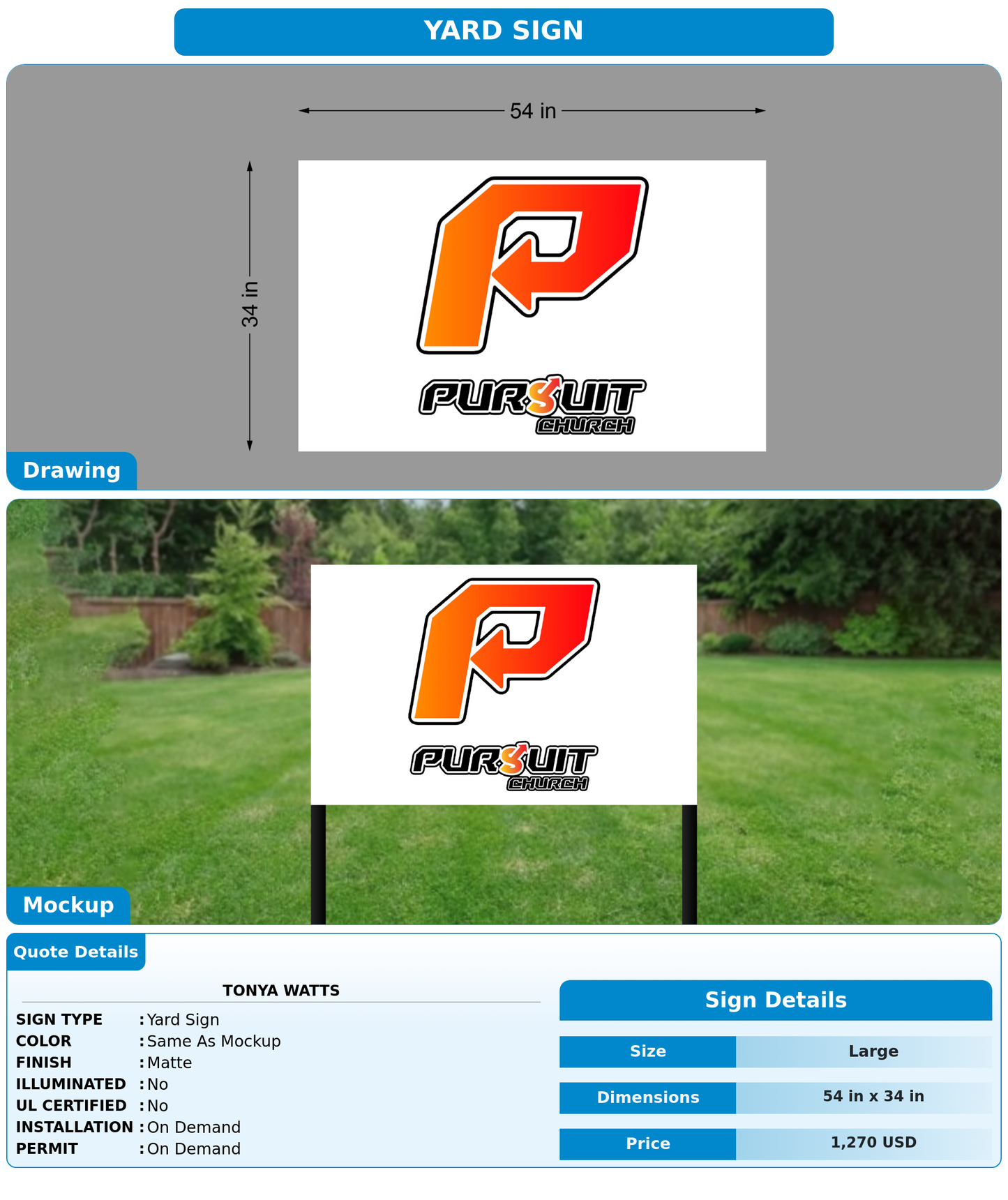 CUSTOM MOCKUP SIGN FOR Tonya Watts
