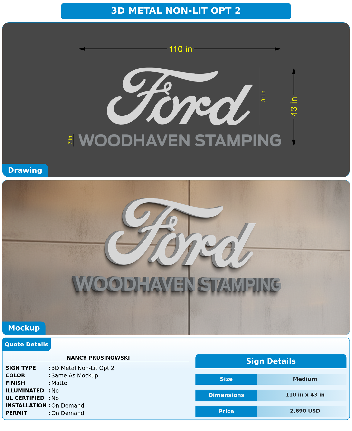 CUSTOM MOCKUP SIGN FOR Nancy Prusinowski