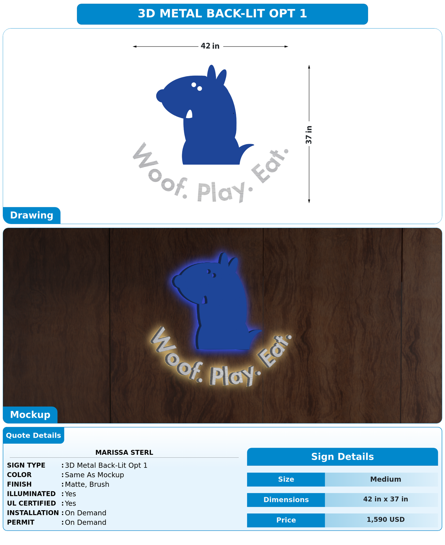 CUSTOM MOCKUP SIGN FOR Marissa Sterl
