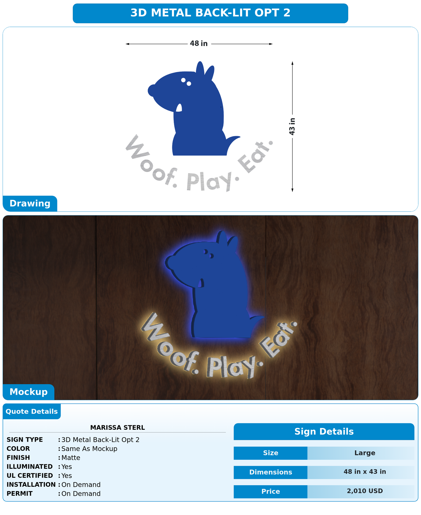 CUSTOM MOCKUP SIGN FOR Marissa Sterl