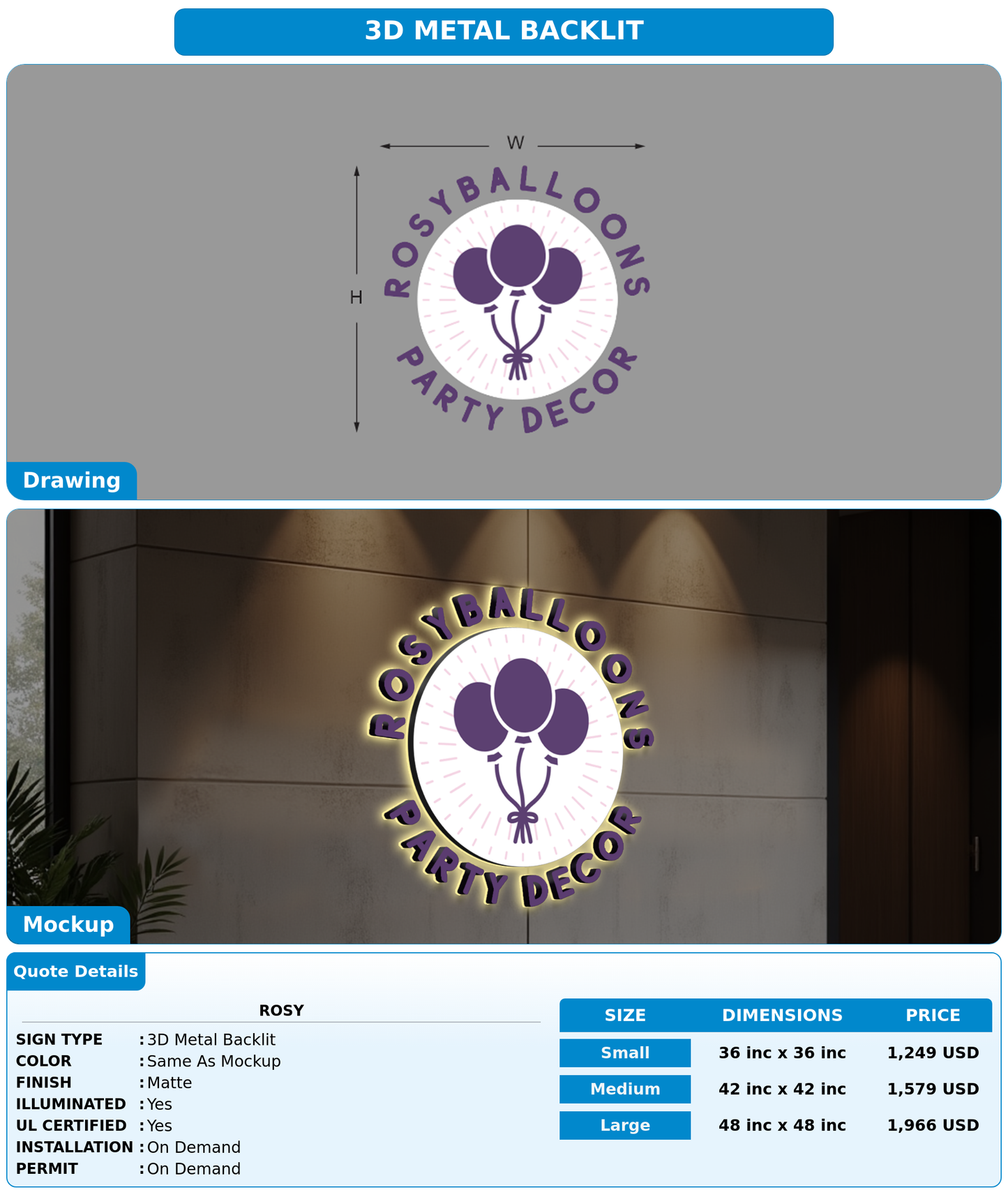CUSTOM MOCKUP SIGN FOR Rosy