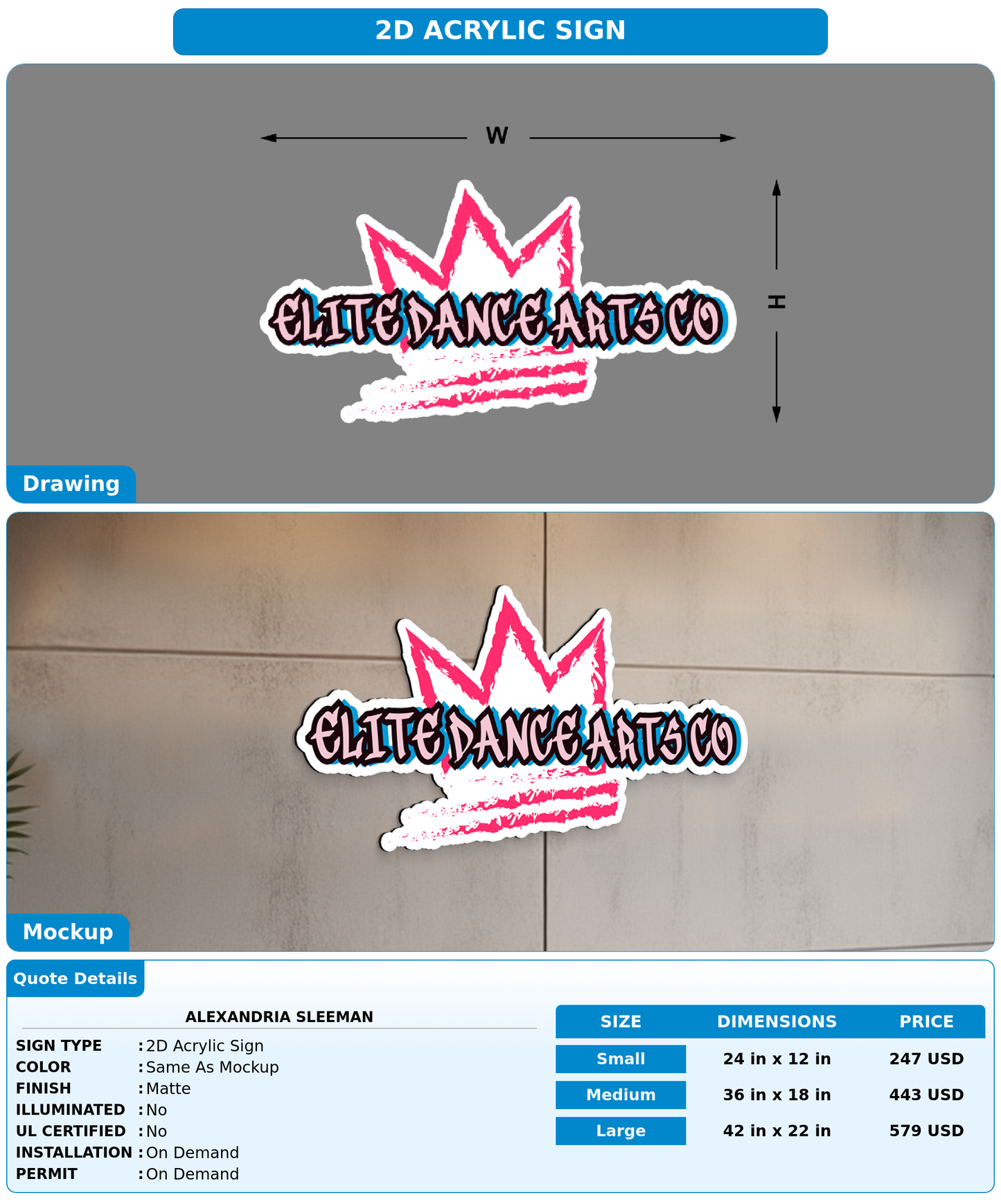CUSTOM MOCKUP SIGN FOR Alexandria Sleeman