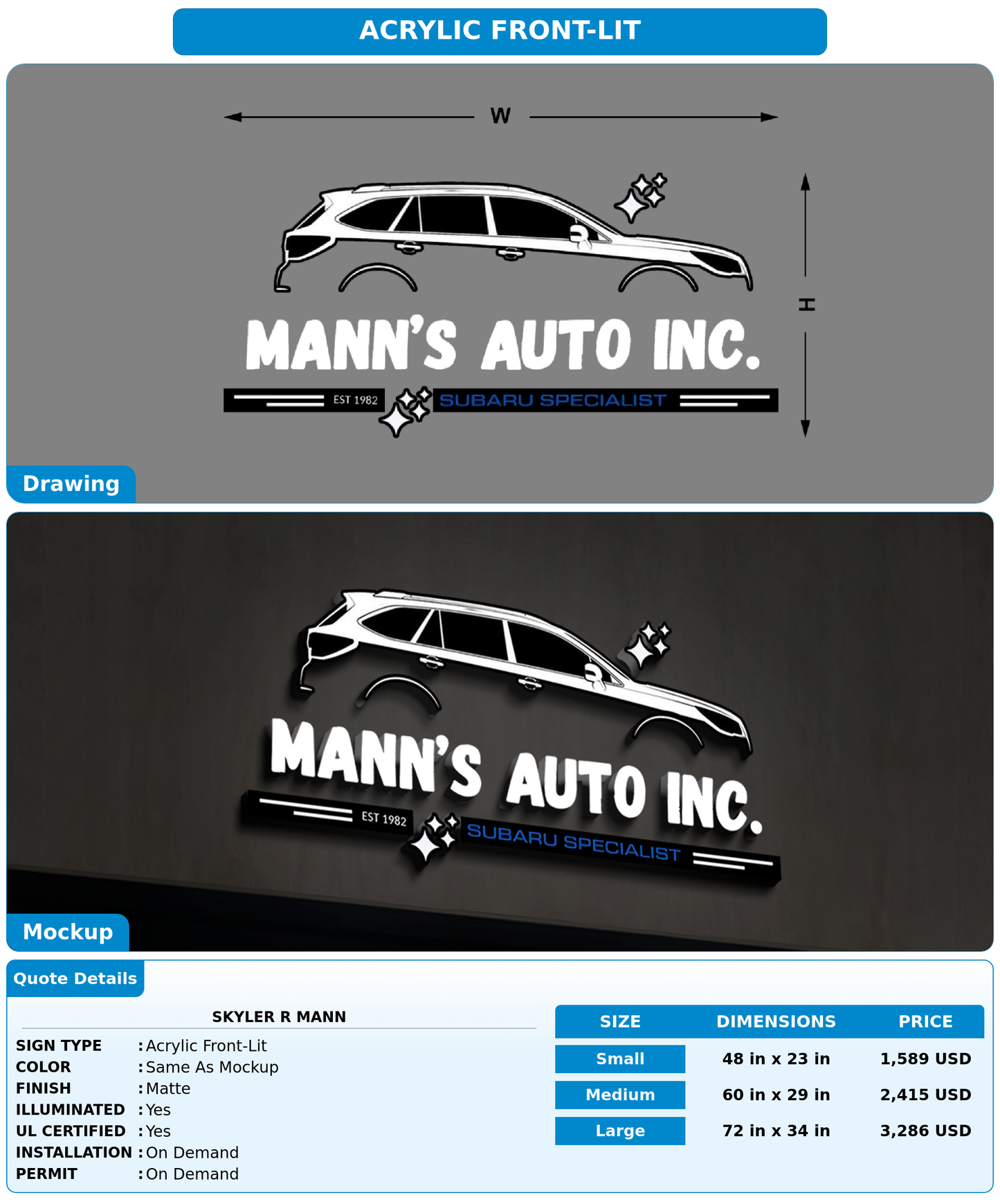 CUSTOM MOCKUP SIGN FOR Skyler R Mann