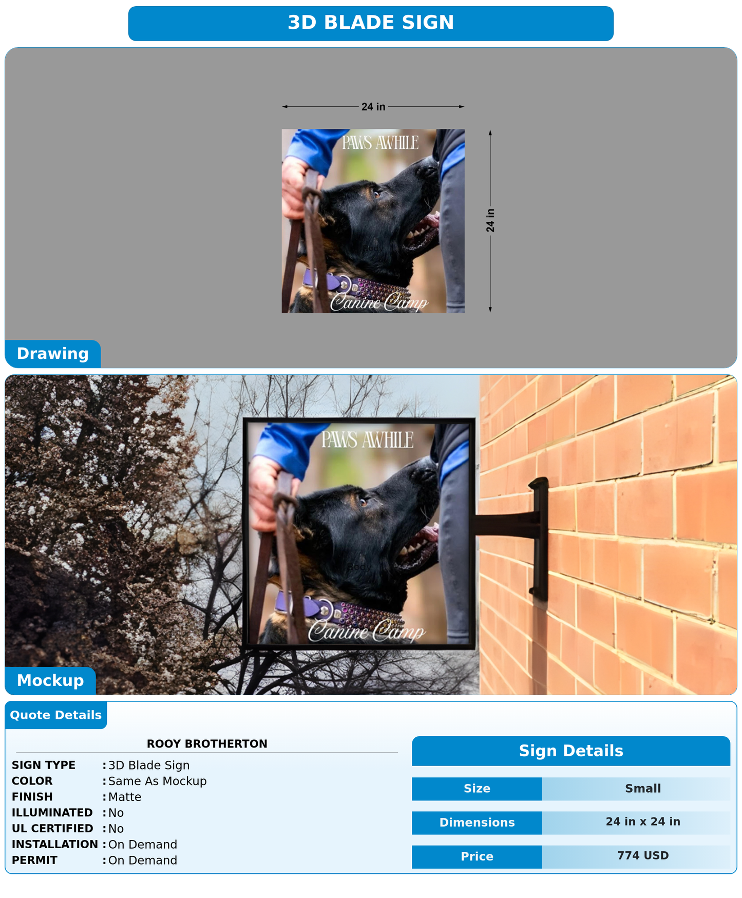 CUSTOM MOCKUP SIGN FOR ROOY BROTHERTON