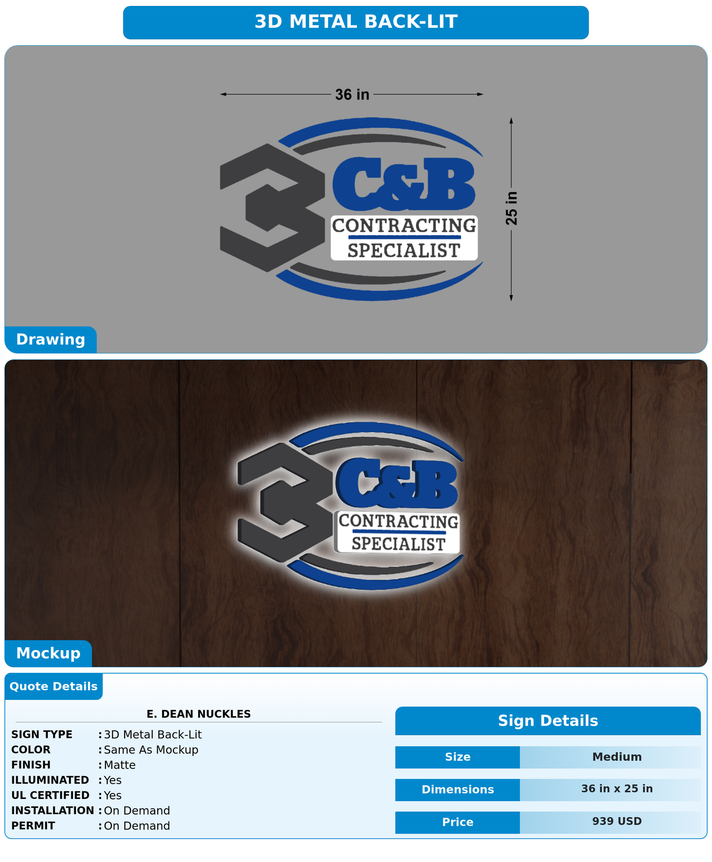 CUSTOM MOCKUP SIGN FOR E. Dean  Nuckles