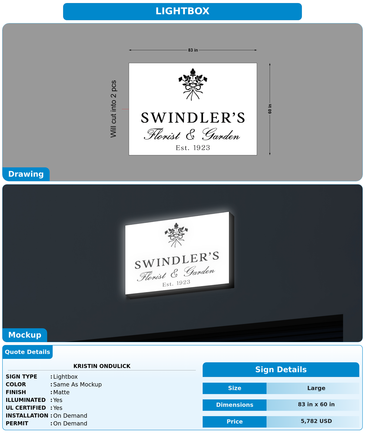 CUSTOM MOCKUP SIGN FOR Kristin Ondulick