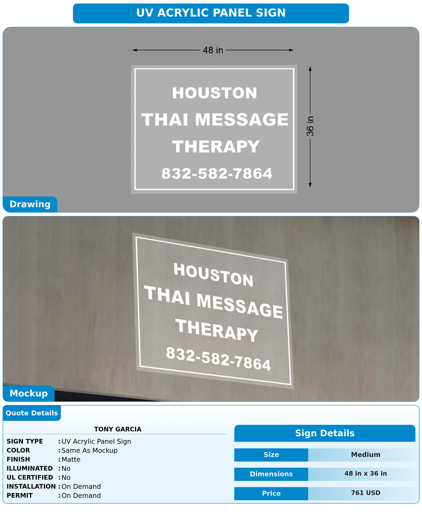 CUSTOM MOCKUP SIGN FOR tony garcia