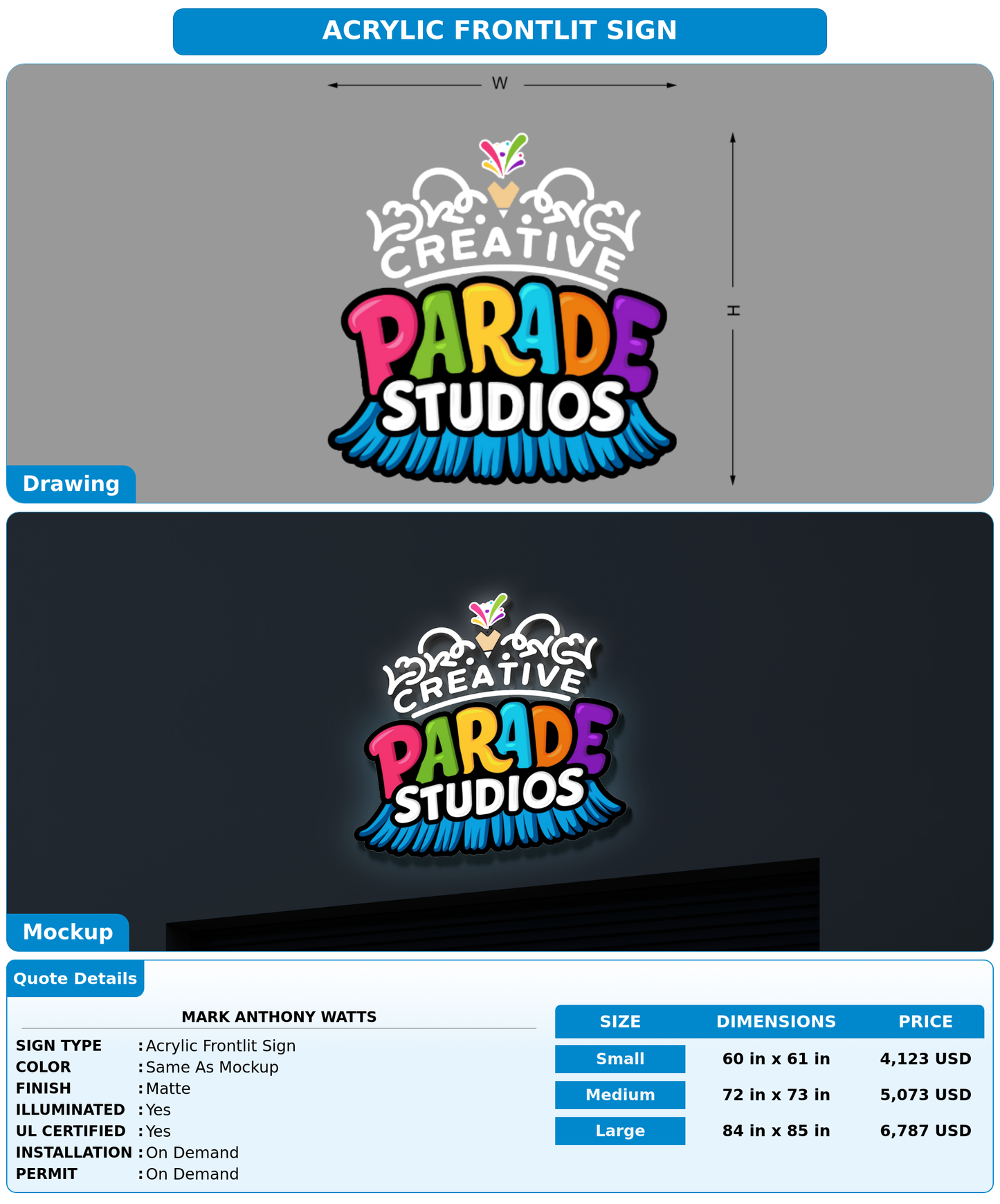 CUSTOM MOCKUP SIGN FOR Mark Anthony Watts