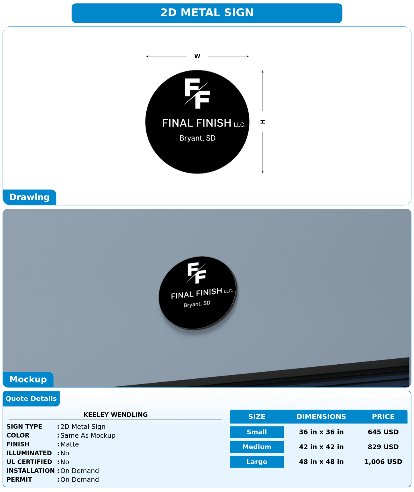 CUSTOM MOCKUP SIGN FOR Keeley Wendling