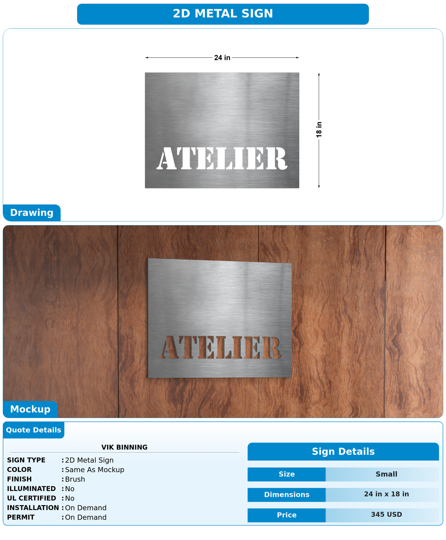 CUSTOM MOCKUP SIGN FOR VIK BINNING
