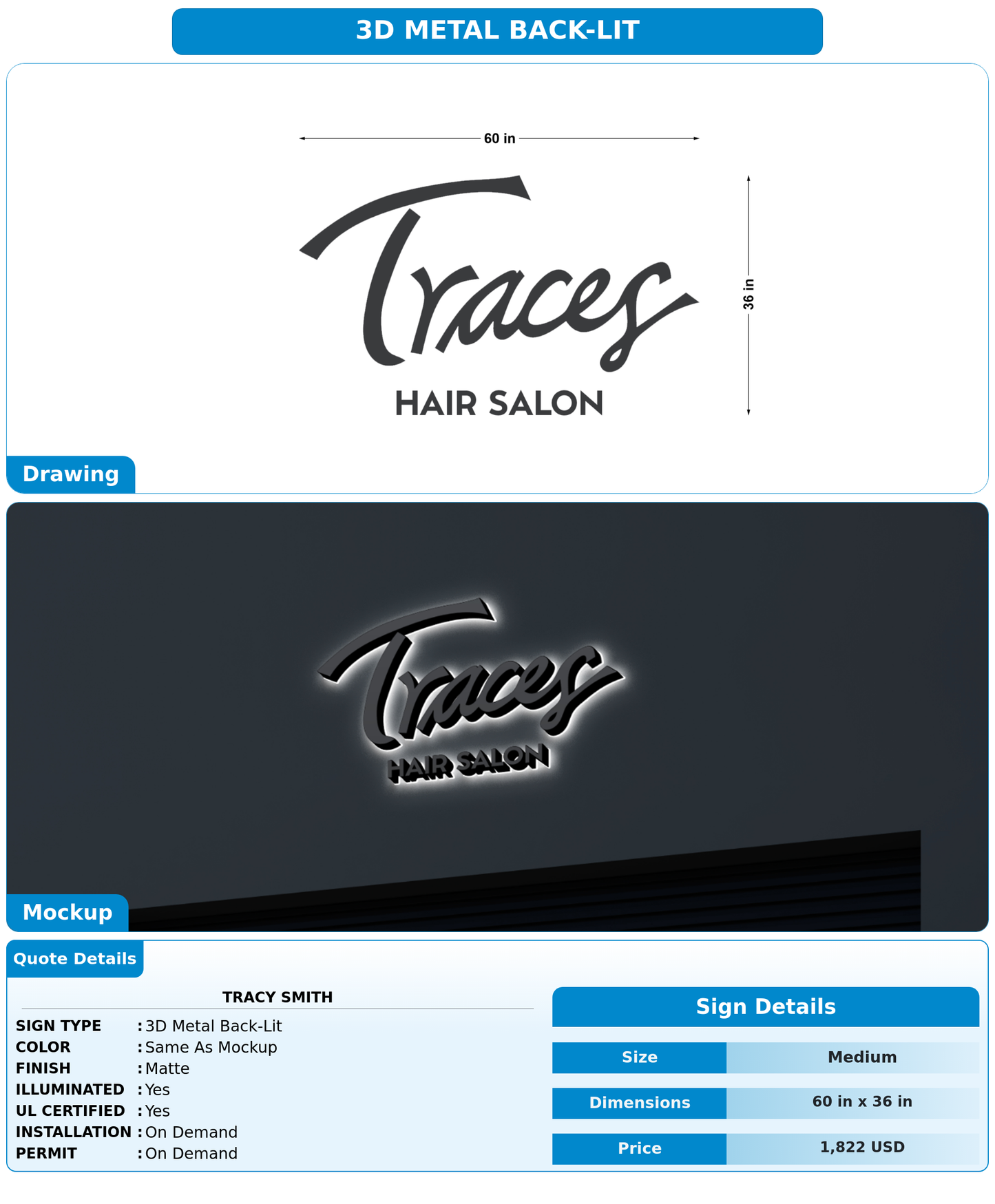 CUSTOM MOCKUP SIGN FOR Tracy Smith