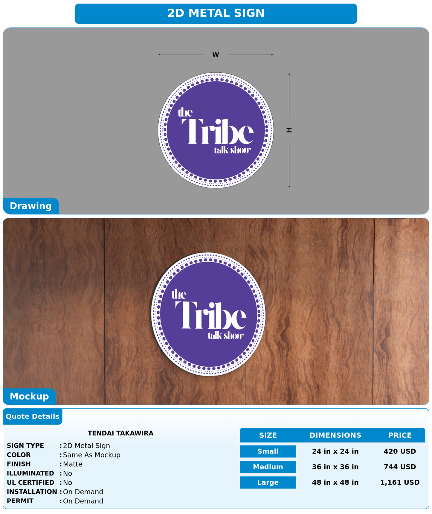 CUSTOM MOCKUP SIGN FOR Tendai Takawira