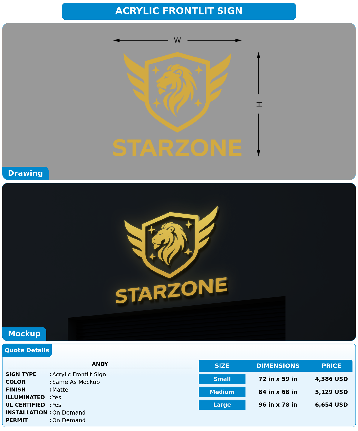 CUSTOM MOCKUP SIGN FOR Andy