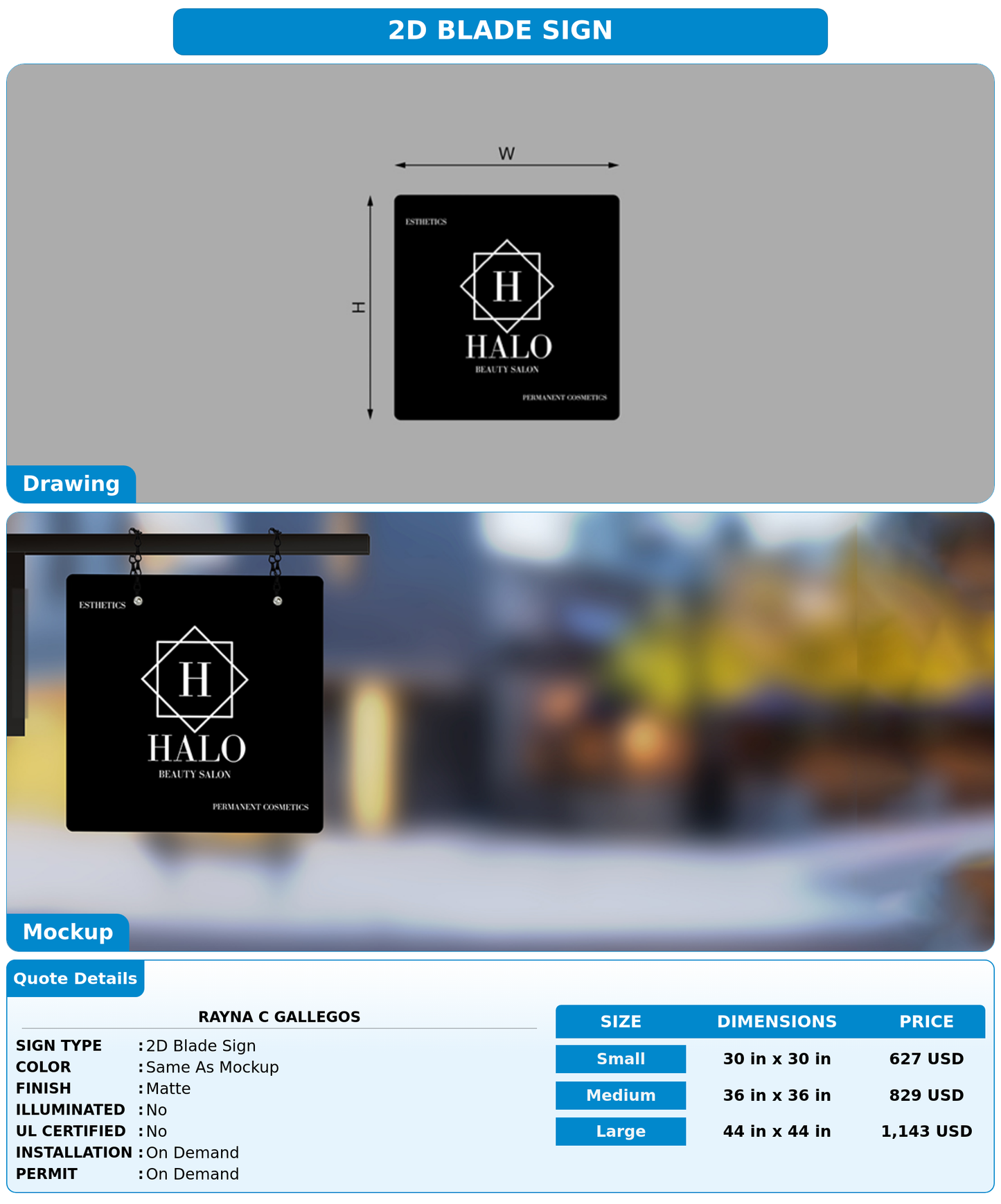 CUSTOM MOCKUP SIGN FOR Rayna C Gallegos