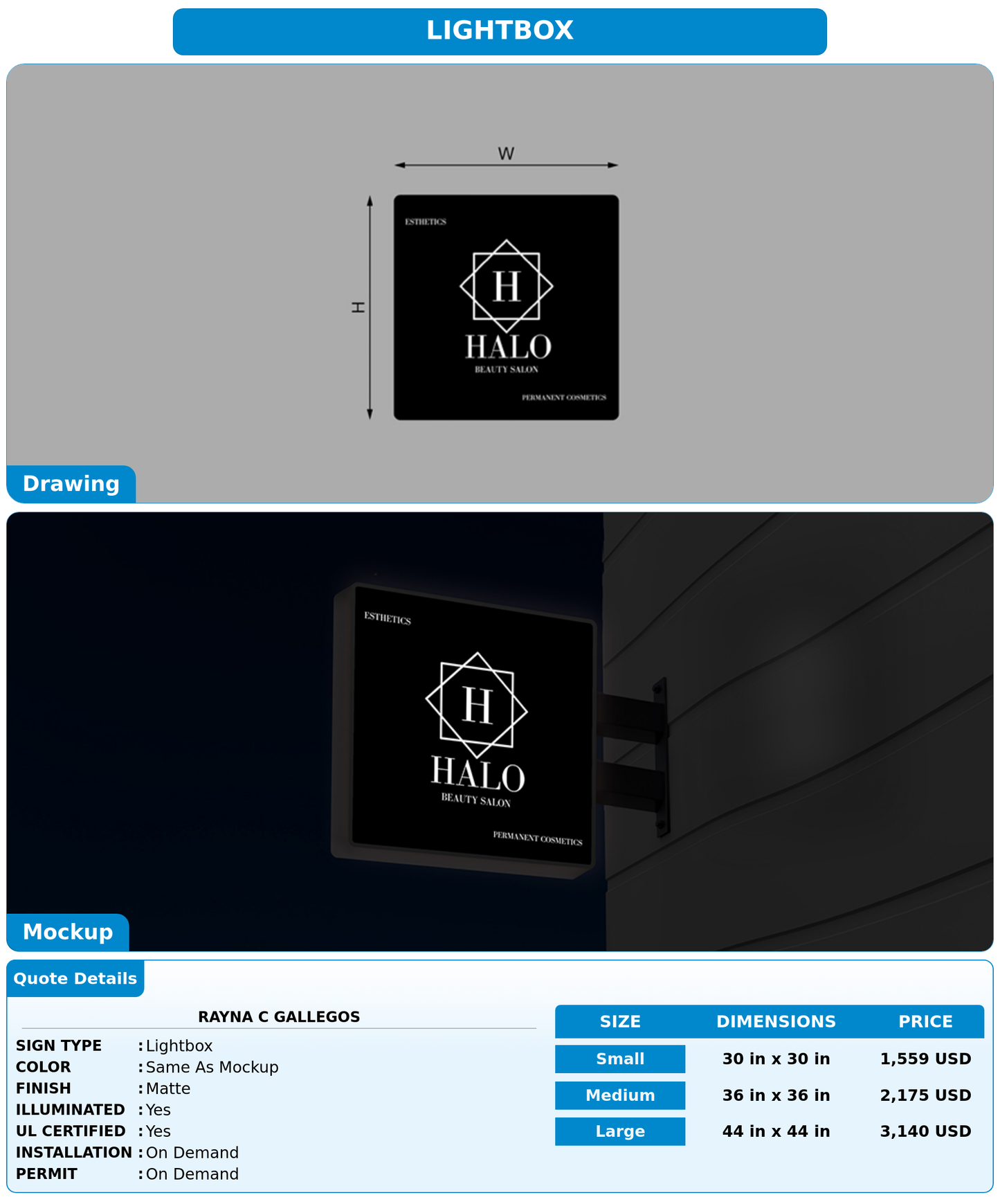 CUSTOM MOCKUP SIGN FOR Rayna C Gallegos