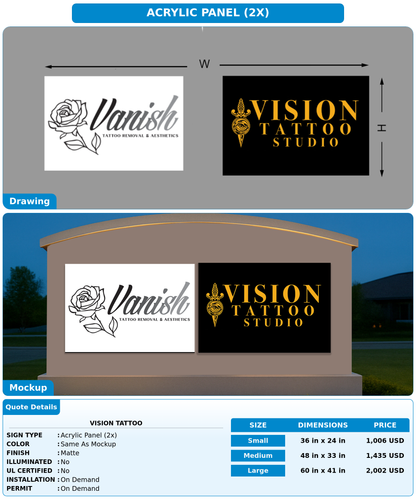 CUSTOM MOCKUP SIGN FOR Vision Tattoo