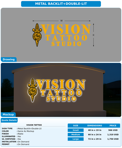 CUSTOM MOCKUP SIGN FOR Vision Tattoo