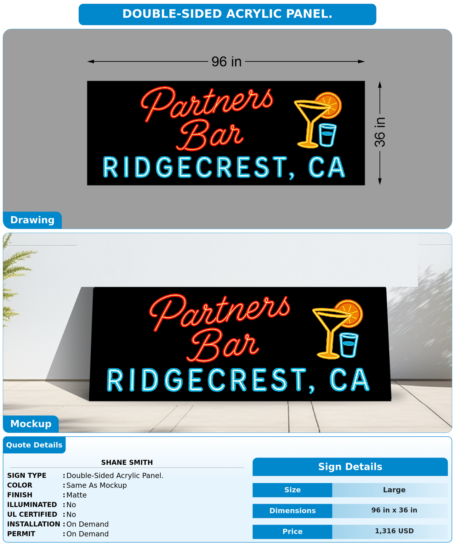 CUSTOM MOCKUP SIGN FOR Shane Smith