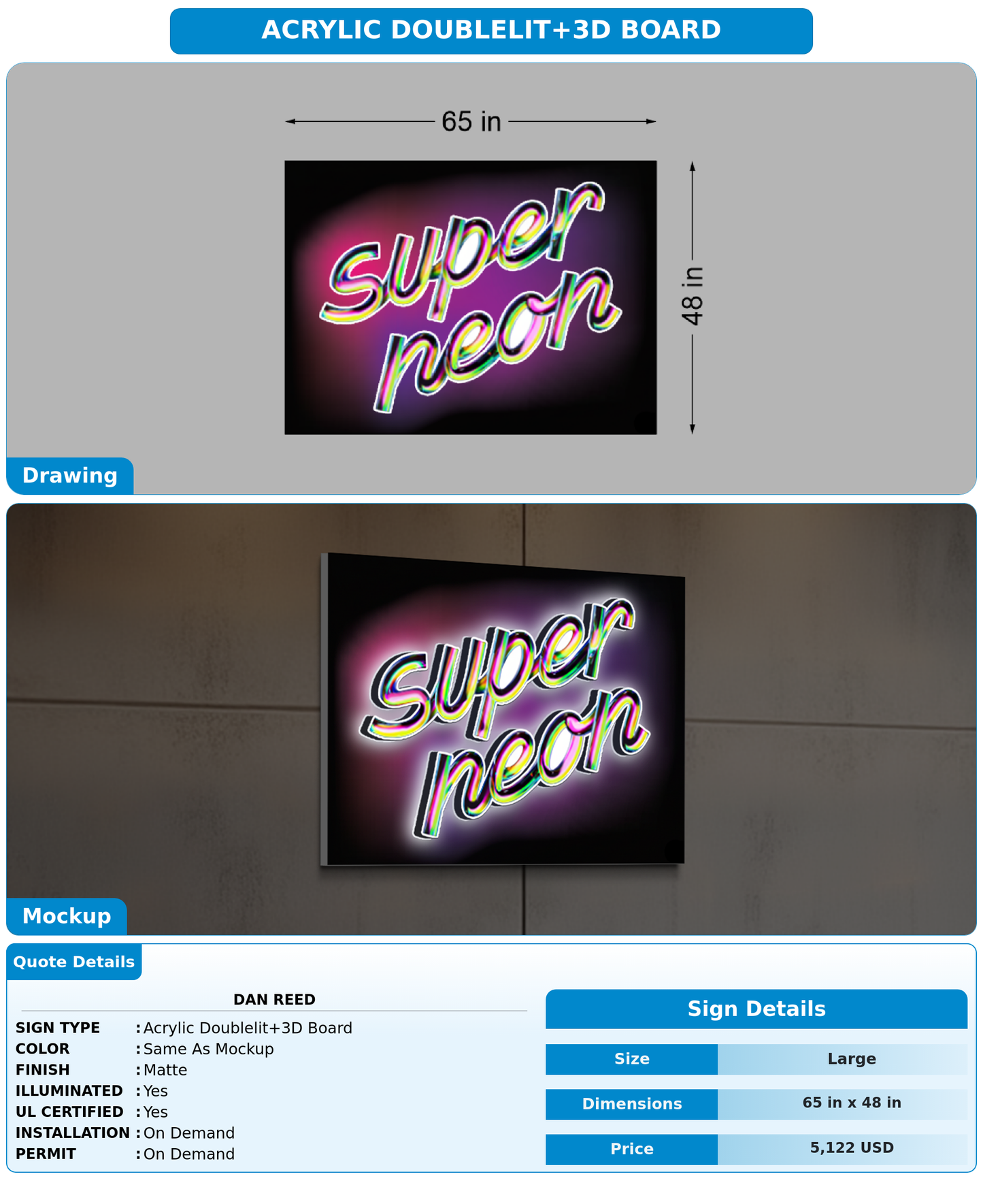 CUSTOM MOCKUP SIGN FOR Dan Reed