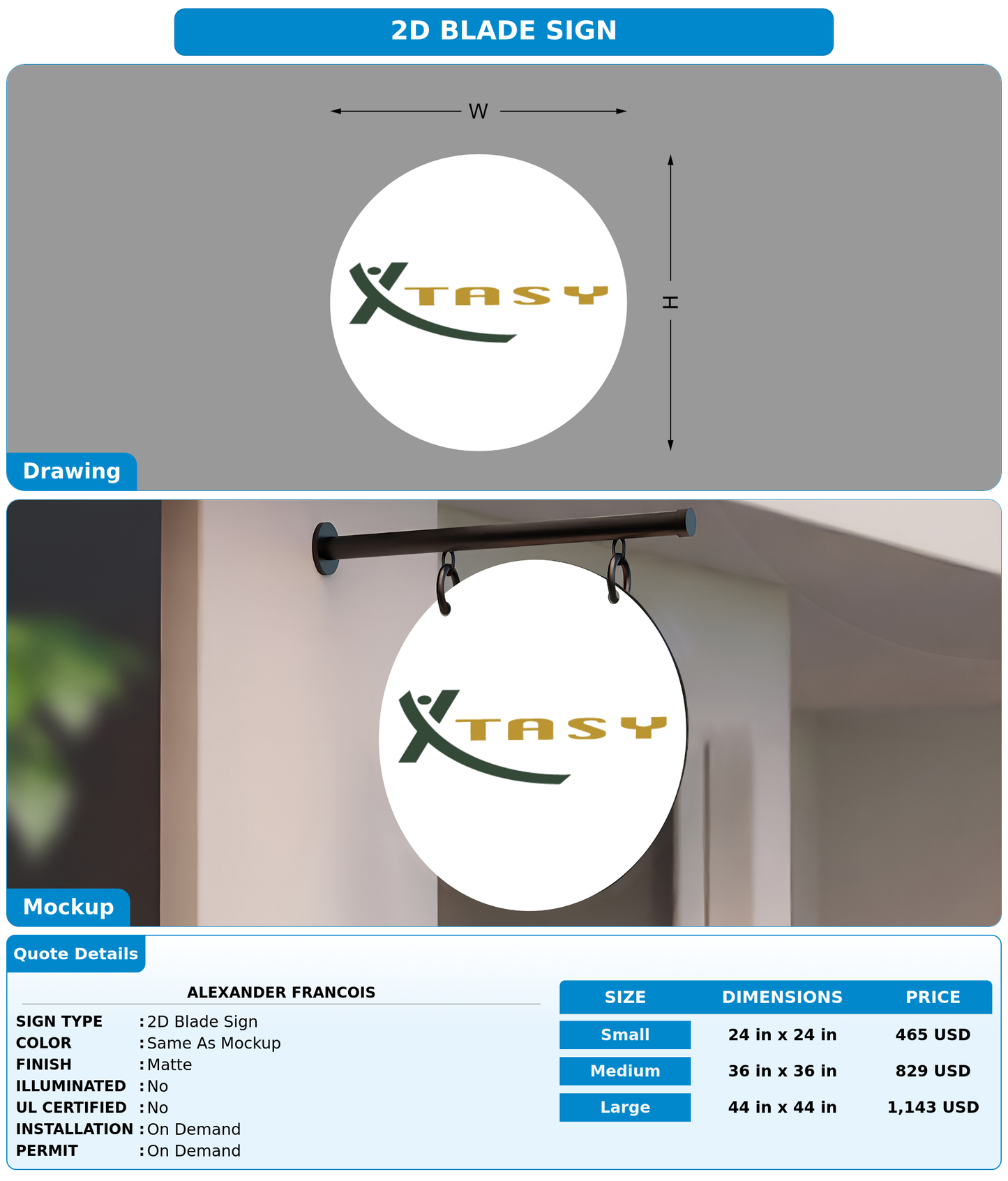 CUSTOM MOCKUP SIGN FOR Alexander francois