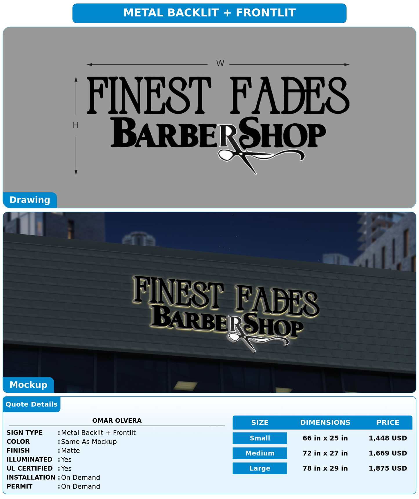 CUSTOM MOCKUP SIGN FOR Omar Olvera