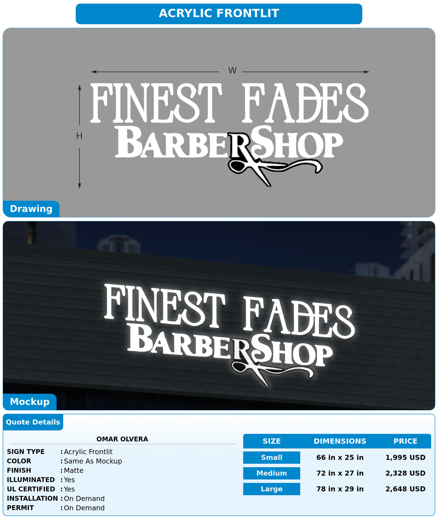 CUSTOM MOCKUP SIGN FOR Omar Olvera