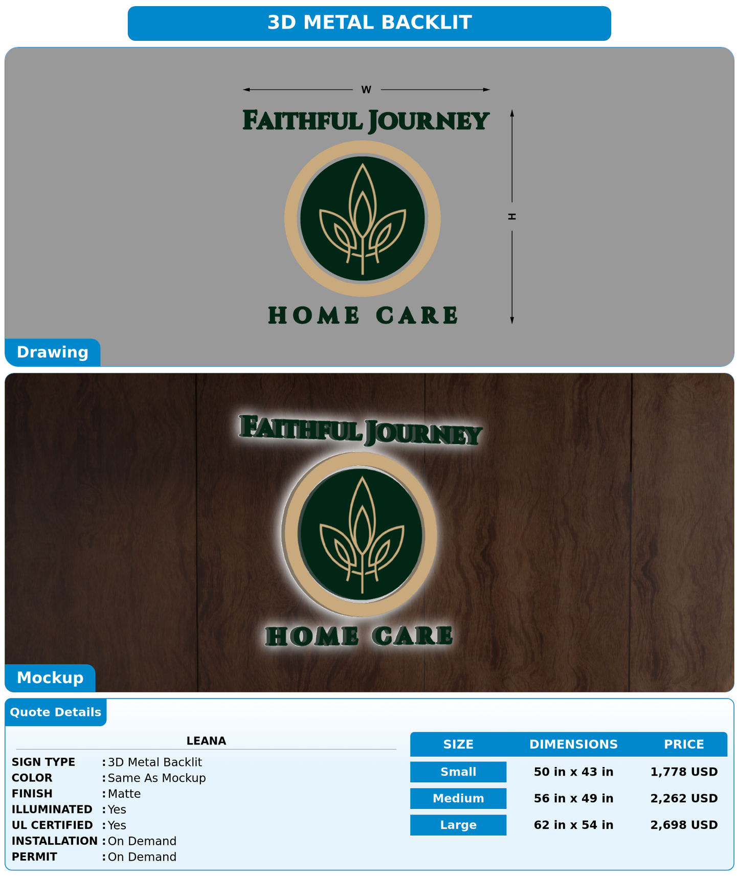 CUSTOM MOCKUP SIGN FOR Leana
