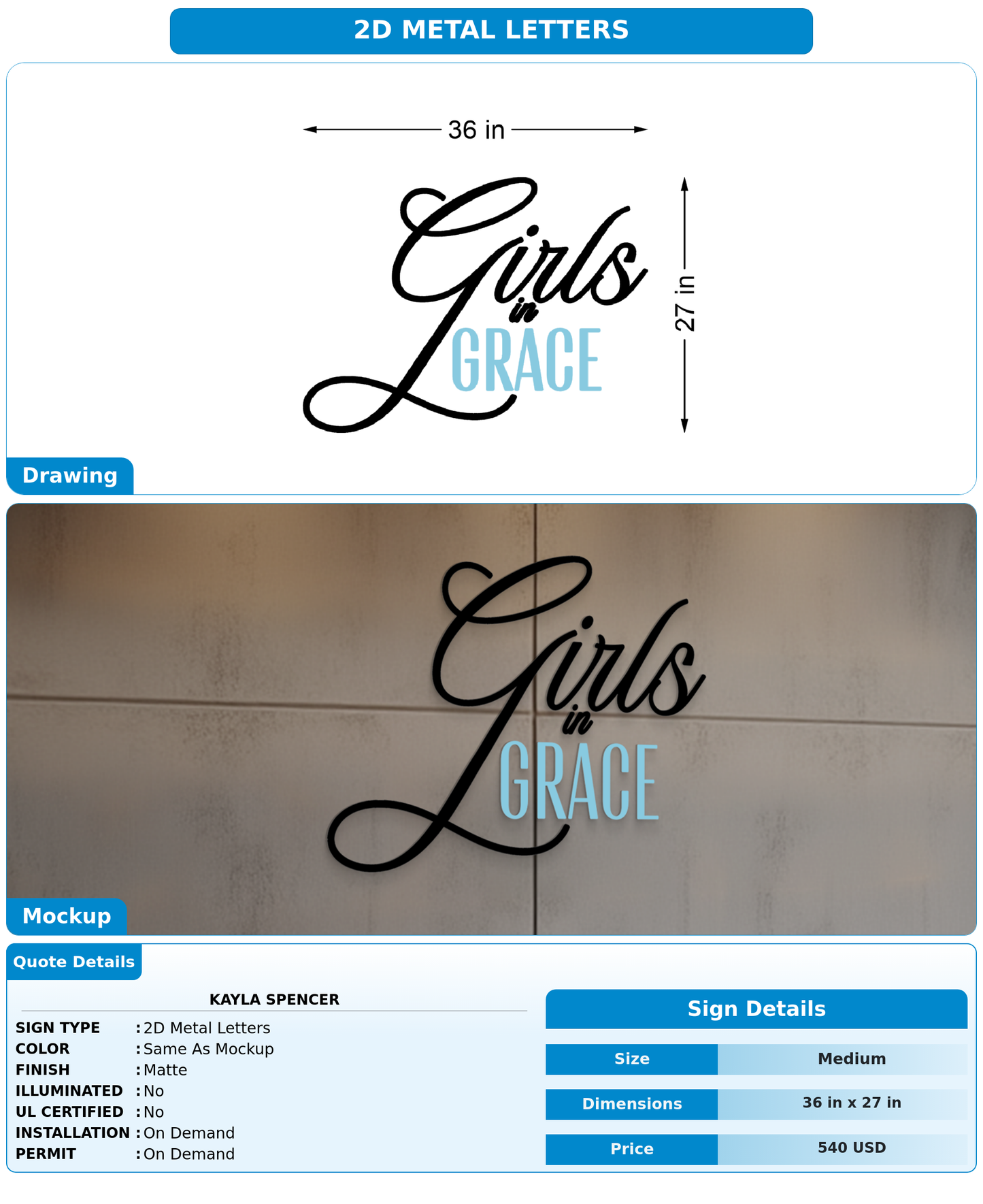 CUSTOM MOCKUP SIGN FOR Kayla Spencer