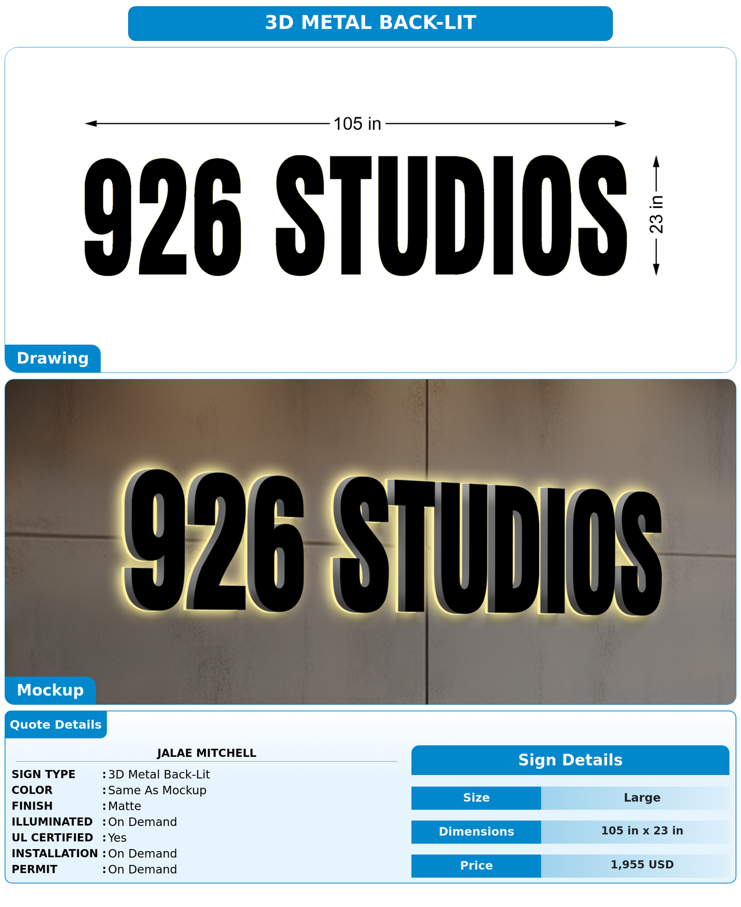 CUSTOM MOCKUP SIGN FOR Jalae Mitchell