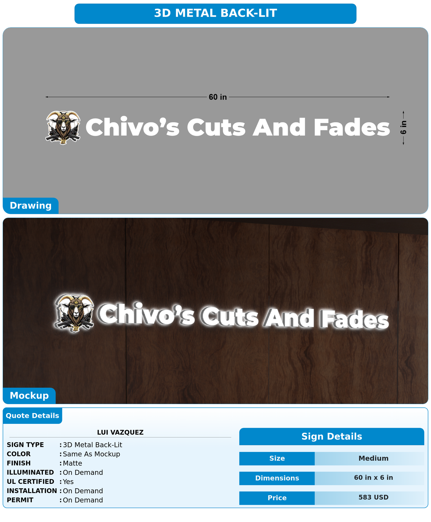 CUSTOM MOCKUP SIGN FOR Lui Vazquez