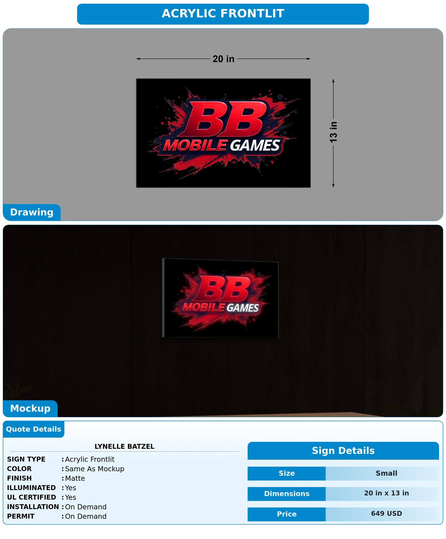 CUSTOM MOCKUP SIGN FOR Lynelle Batzel