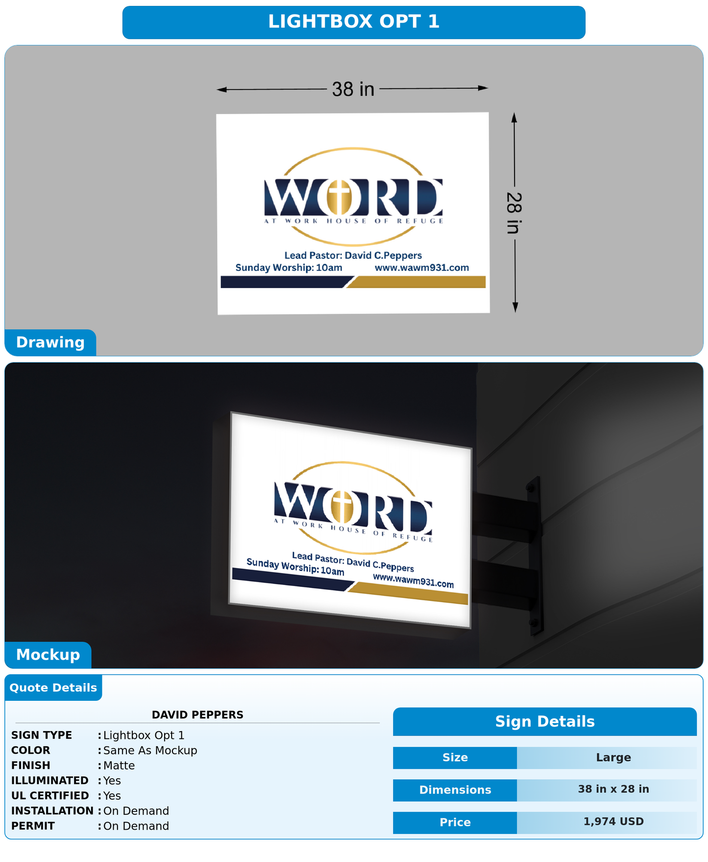 CUSTOM MOCKUP SIGN FOR David Peppers