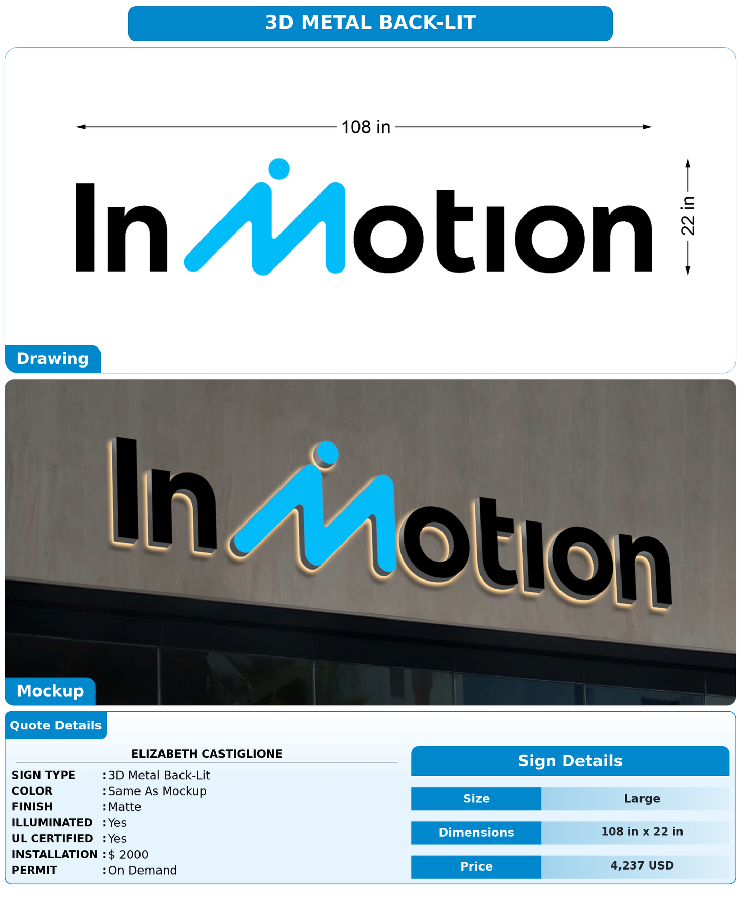 CUSTOM MOCKUP SIGN FOR Elizabeth Castiglione