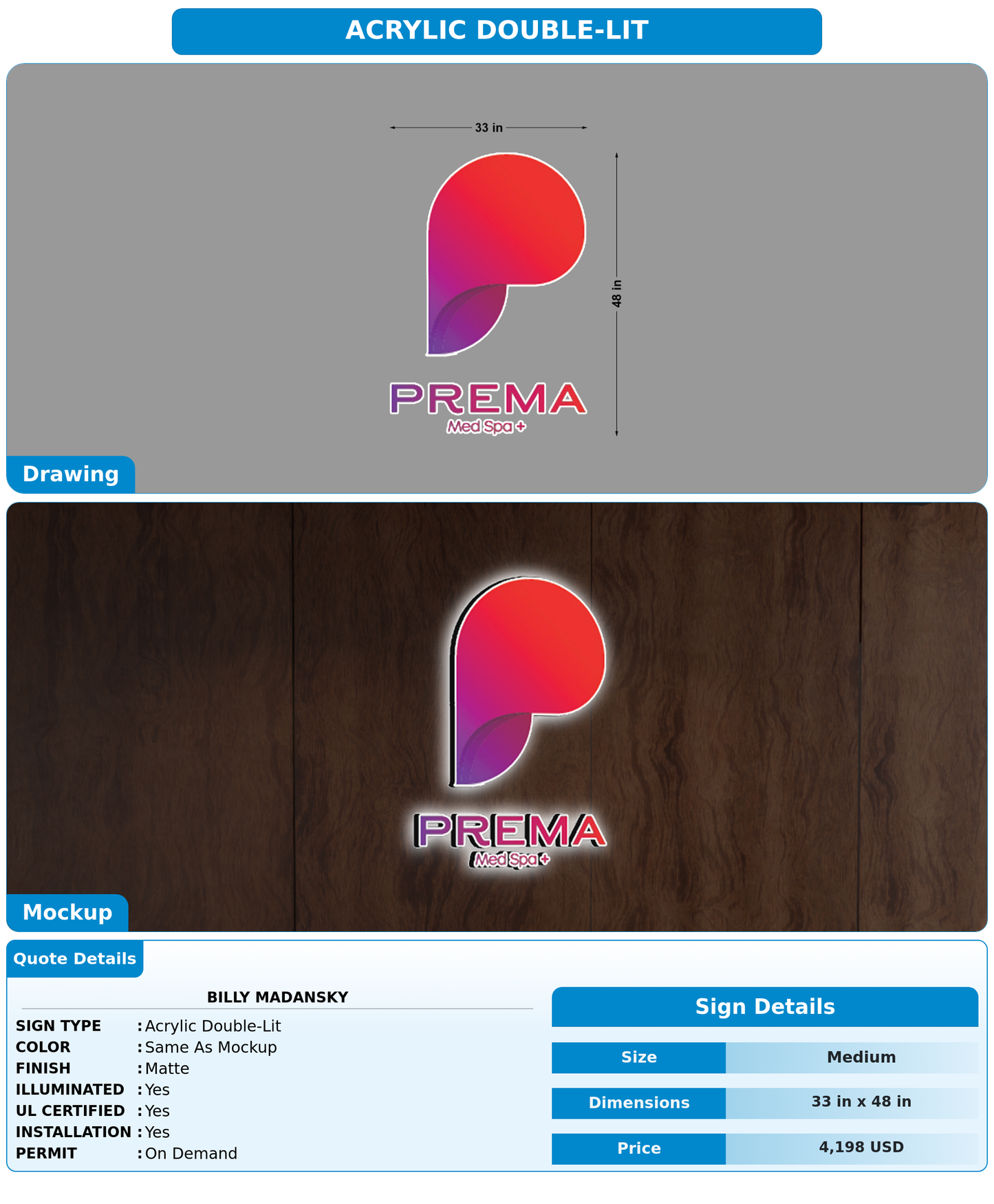 CUSTOM MOCKUP SIGN FOR Billy Madansky